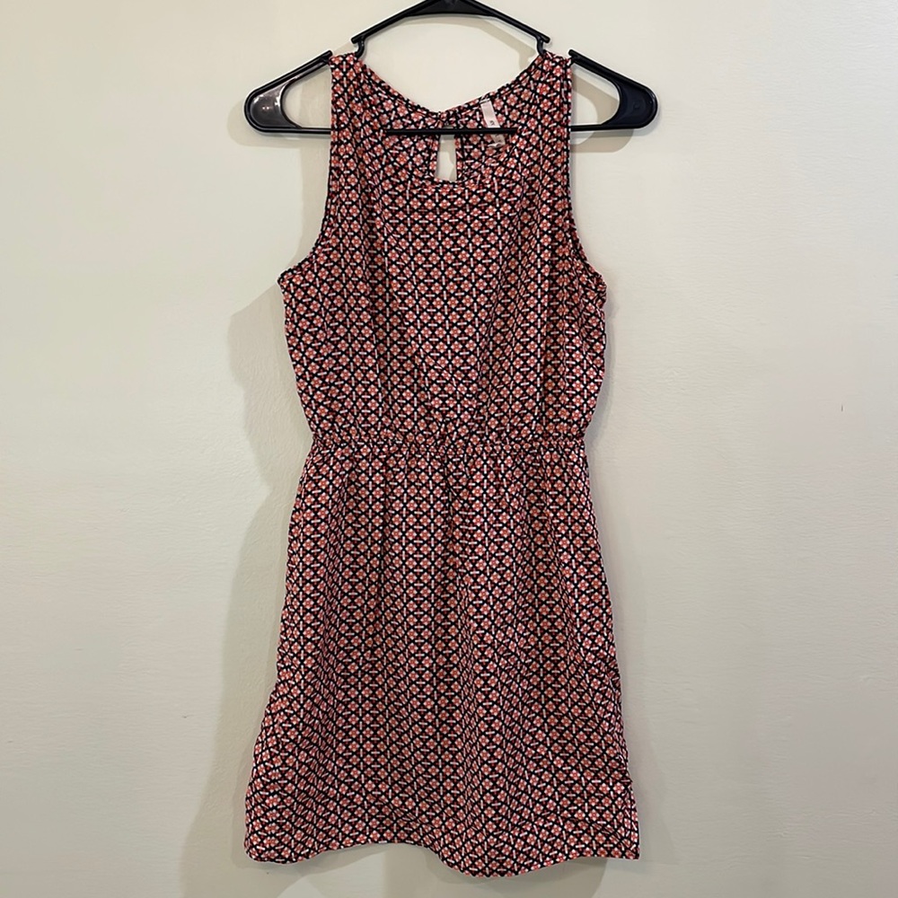 Small navy and orange patterned dress